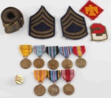WWII US ARMY MILITARY OFFICER PATCH & MEDAL LOT