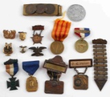 LOT OF 15 UNITED STATES WORLD MEDALS AND PINS