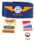 5 U.S.A.F MILITARY SPOTTER CARDS AND ARM BAND LOT