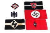 WWII GERMAN THIRD REICH LOT OF 6 ARMBANDS