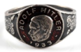 WWII GERMAN ADOLF HITLER 1933 SILVER RING