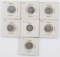LOT OF 7 6 SEATED LIBERTY + 1 BARBER DIME COIN