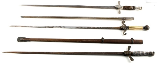 3 ANTIQUE FRATERNAL SWORDS 2 WITH SCABBARDS