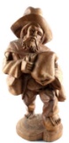 VINTAGE WOODEN STATUE OF TRAVELER VAGABOND