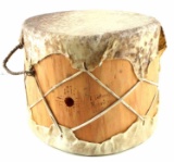 INDIAN WOOD HIDE MICHEAL RUNNING BEAR SIGNED DRUM