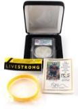LANCE ARMSTRONG SIGNED AMER SILVER EAGLE COIN MS69