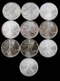 LOT OF 10 AMERICAN SILVER EAGLE 1 OZ COINS