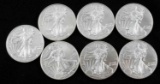 LOT OF 7 AMERICAN SILVER EAGLE 1 OZ COINS