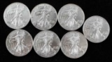 LOT OF 7 AMERICAN SILVER EAGLE 1 OZ COINS