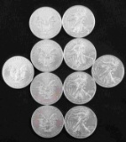 LOT OF 10 2020 SILVER AMERICAN EAGLE 1 OZ COINS