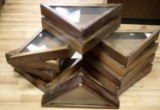 WOODEN TRIANGLE FLAG DISPLAY CASE LOT OF 13