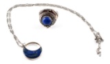 STERLING AND LAPIS LAZULI POTION RING & NECKLACE