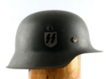 WWII GERMAN M-40 WAFFEN SS SINGLE DECAL HELMET