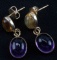 14 KT AMETHYST AND CITRINE CABOCHON EARRINGS