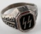 WWII GERMAN THIRD REICH SILVER SS OFFICERS RING
