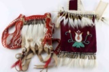 PLAINS INDIAN BEADED FELT AND LEATHER  PURSE LOT