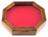 OCTAGON SHAPED WOODEN DISPLAY CASE 10 X 12 INCHES