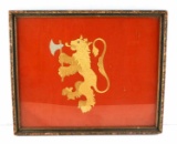 WWII ERA EMBROIDERED NORWEGIAN LION IN FRAME
