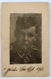 WWII GERMAN SIGNED PHOTO OF IRON CROSS SOLDIER