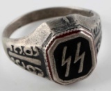 WWII GERMAN THIRD REICH SILVER SS OFFICERS RING