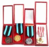 LOT OF 4 CASED POLISH MEDALS MERIT ON THE FIELD