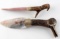 2 CLAUDE VAN ORDER HAND CARVED CHERT FLINT KNIFE