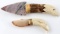 2 CLAUDE VAN ORDER HAND CARVED CHERT FLINT KNIFE