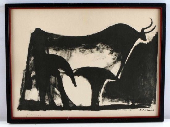 PABLO PICASSO SIGNED LITHOGRAPH THE BLACK BULL