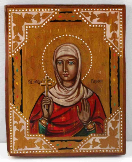 ANTGIQUE RUSSIAN ICON OF TATIANA HAND PAINTED WOOD
