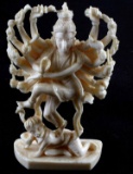 ANTIQUE IVORY LORD SHIVA DEMON CRUSHER DIVINE COBR