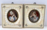 PAIR OF 19TH CENTURY HANDPAINTED IVORY PORTRAITS