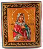 RUSSIAN ICON OF EKATERINA HAND PAINTED WOOD
