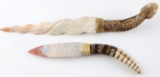 2 CLAUDE VAN ORDER HAND CARVED CHERT FLINT KNIFE