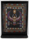 EGYPTIAN GLASS BEAD SCARAB PANEL ART SIGNED