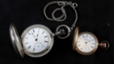 LOT OF 2 ELGIN POCKETWATCH COIN SILVER & GILDED