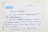 HANDWRITTEN AND SIGNED NOTE BY WWII KURT STUDENT