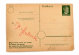 WWII GERMAN REICH POSTCARD SIGNED BY GOEBBELS