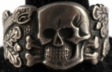 WWII THIRD REICH GERMAN TOTENKOPF SILVER RING