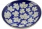 COBALT GLAZED STONEWARE ART BOWL W MAPLE LEAF