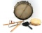 LOT 5 PERCUSSION INSTRUMENTS SNARE MARACAS ETC