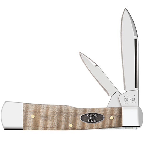 CASE NATURAL CURLY MAPLE SMOOTH GUNSTOCK KNIFE