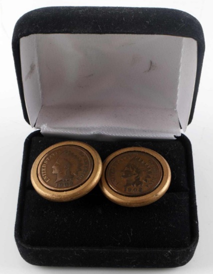 PAIR OF U.S. INDIAN HEAD PENNY CUFF LINKS