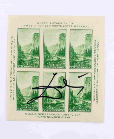 SIGNED 1934 SALVADOR DALI PHILATELIC SOUVENIR SH