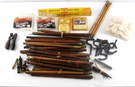LOT OF GUN SHOTGUN CLEANING RODS AND MORE