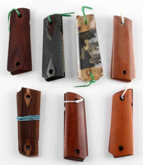 LOT OF 7 PAIRS OF COLT 1911 WOOD GRIPS W 1 LUCITE