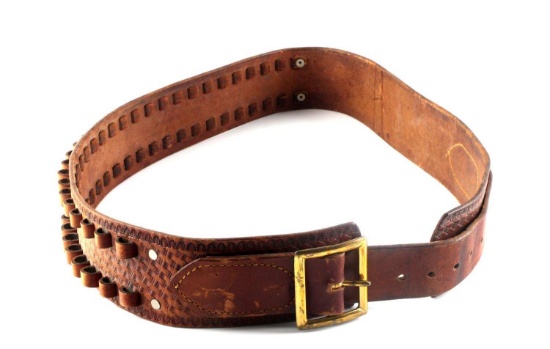 ANTIQUE EUBANKS LIGHT BROWN LEATHER AMMO BELT 420