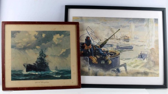 LOT OF 2 US MILITARY NAVY SHIP PRINTS USS PENN