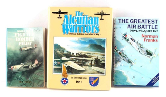 3 WWII FIGHTER BOMBER BOOKS SIGNED BY AUTHORS