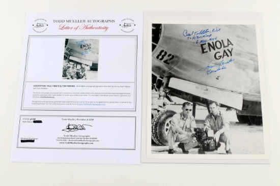 AUTOGRAPHED PAUL TIBBETS & TOM FEREBEE PHOTO W COA