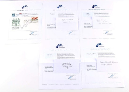 5 WWII TUSKEGEE AIRMAN AUTOGRAPHED CARDS W COA